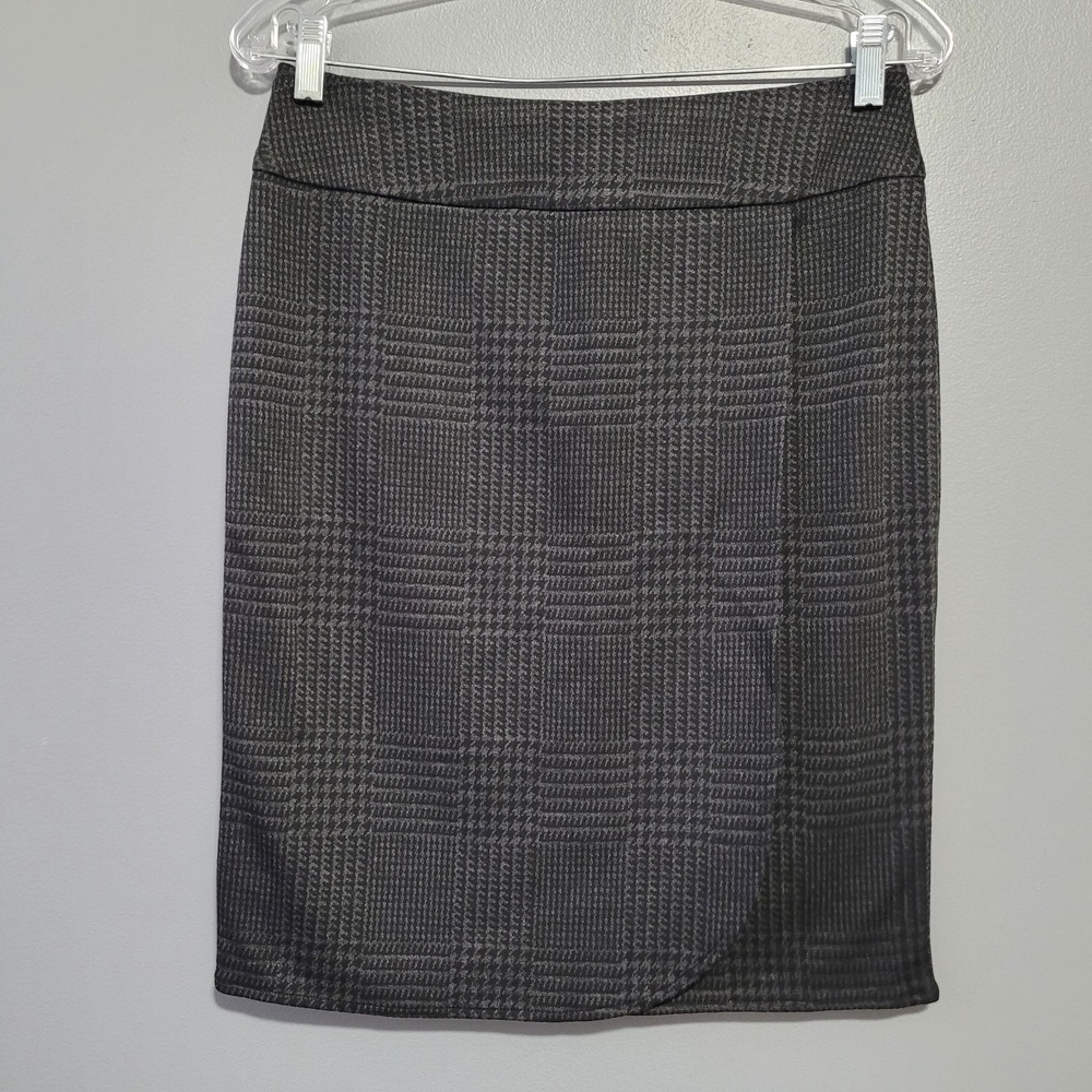 Denver‎ Hayes Women's Black Mini Pinstripe Plaid Dressy Knee High Skirt Size 27